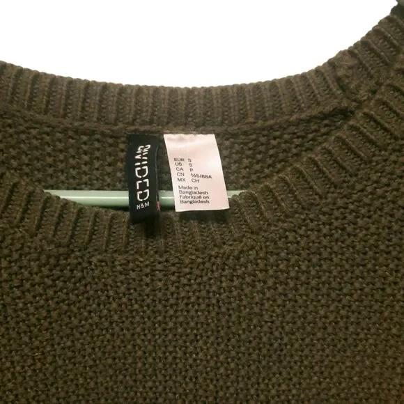 H&M Divided Olive Green Pullover Knit Sweater Women's Small - Picture 2 of 3